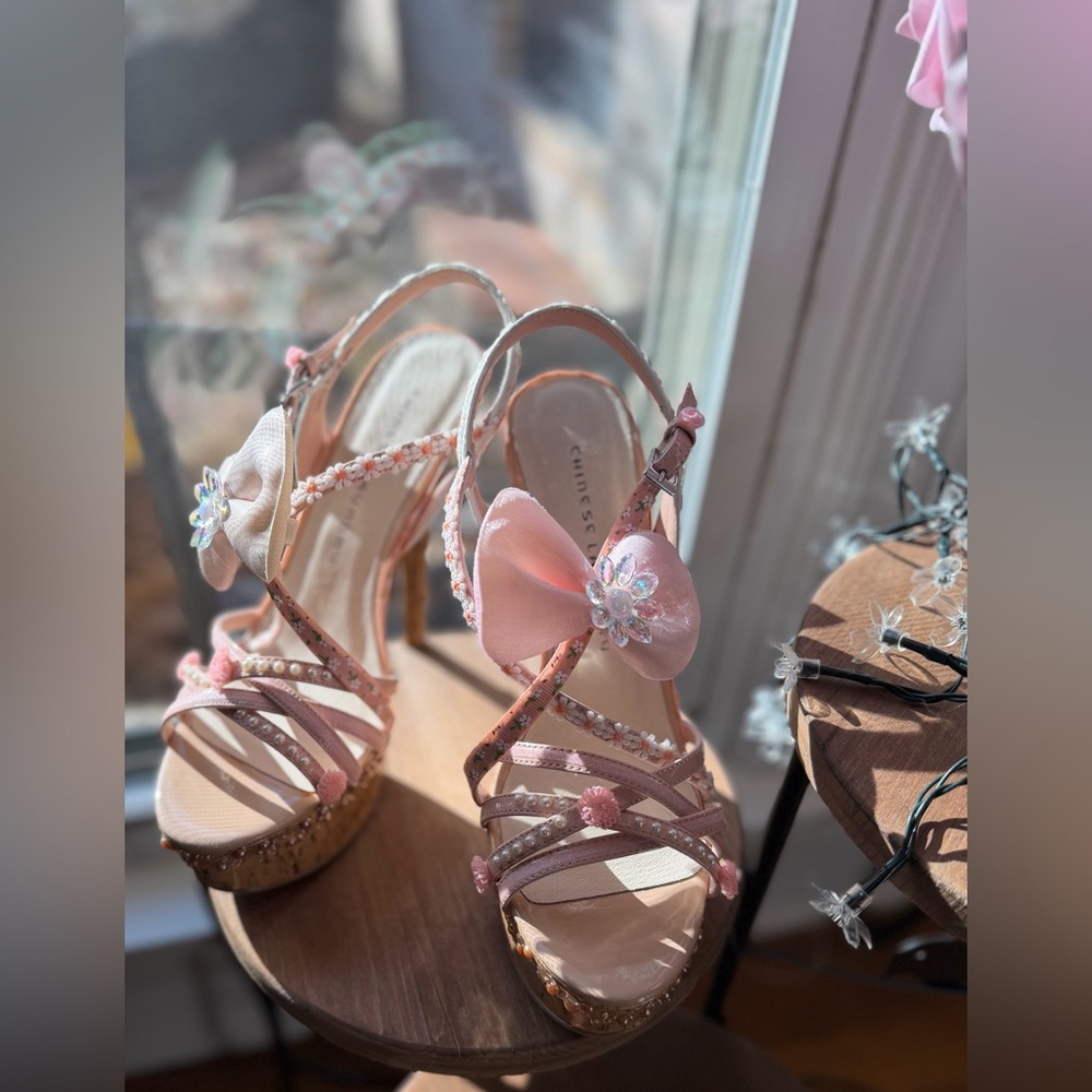 Custom HandAdorned OOAK Cork Platform Stilletto Women Runway Statement Heels 8.5 - Picture 6 of 16